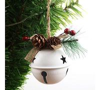 Fictory Cloche de Noël, cloches à suspendre en fer pour sapin de Noël, décoration d'intérieur festive, décoration de vacances blanche pour fenêtres et portes