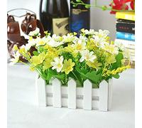 Fictory Clôture de marguerites artificielles, guirlande de fleurs en soie de 35 cm avec clôture en bois, jaune et couleurs assorties, pour décoration de mariage, maison, restaurant, café, mise en