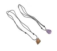 Fictory Collier avec pendentif en cristal de pierre brute, améliore le sommeil et la chance, bijou de guérison unique, design confortable tissé à la main, protection contre les énergies négatives