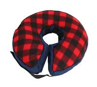 Fictory Collier Gonflable Chien Doux Réglable Cône pour Chiens & Chats Post-Chirurgie L Rouge & Noir Plaid
