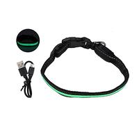 Fictory Collier LED pour chien rechargeable et réfléchissant par USB pour une haute visibilité et sécurité pour chiens, taille L, vert
