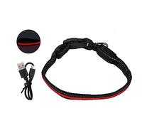 Fictory Collier lumineux LED haute visibilité rechargeable par USB pour chiens et chats, taille S, rouge