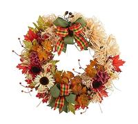 Fictory Couronne d'automne artificielle de 30 x 30 cm avec feuilles d'érable, décoration de porte d'automne, Thanksgiving, suspension murale rustique pour Halloween, Noël, décoration d'intérieur