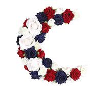 Fictory Couronne patriotique à suspendre, rouge, blanc, bleu, rose, 30 x 26 x 10 cm, PVC résistant aux intempéries pour le 4 juillet, fête des anciens combattants, décoration d'intérieur ou