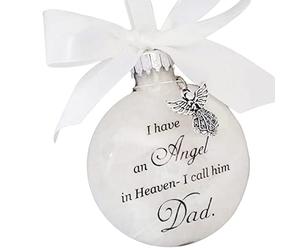 Fictory Décoration commémorative ange pour papa, boule de plumes en plastique incassable avec inscription « Angel in Heaven » - Cadeau de condoléances pour perte - Décoration souvenir de deuil avec