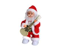 Fictory Décoration de Noël à piles avec guitare jouant un vieil homme, figurine musicale de Père Noël à bascule avec polaire et matériau PC pour décoration d'arbre de vacances