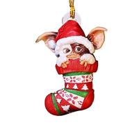 Fictory Décoration de Noël en forme de chaussette rouge en forme de chien, décoration personnalisée en acrylique avec ficelle de suspension pour arbre de vacances, cadeau pour les amoureux des chiens