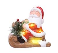 Fictory Décoration de Noël, Père Noël lumineux en céramique sur traîneau avec bonhomme de neige, centre de table lumineux, décoration d'intérieur festive pour intérieur