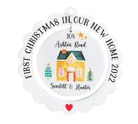 Fictory Décoration de Noël personnalisée « Our New Home » 2022, souvenir du premier Noël dans une nouvelle maison, décoration d'arbre en acrylique avec corde pour décoration de vacances
