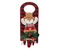 Fictory Décoration de porte de Noël en forme de bonhomme de neige avec aiguilles de pin et baies, tissu non tissé, décoration pour maison, hôtel, magasin, fête