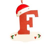 Fictory Décorations de Noël personnalisées, ensemble de lettres de l'alphabet en bois avec chapeau de Père Noël pour décoration d'arbre à faire soi-même, personnalisation du nom de famille, décoration