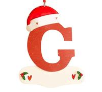 Fictory Décorations de Noël personnalisées, lettres de l'alphabet en bois avec chapeau de Père Noël, ensemble de lettres de l'alphabet de A à Z pour décoration d'arbre de famille, maison de vacances à