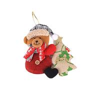 Fictory Décorations de sapin de Noël en peluche à suspendre - 14 x 13 cm - Figurines de Père Noël, bonhomme de neige, renne fabriquées à la main - En tissu éponge pour fête de vacances - Décoration