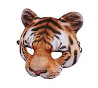 Fictory Demi-masque tigre jaune, masque d'animal en EVA avec sangle réglable pour Halloween, cosplay et bal masqué