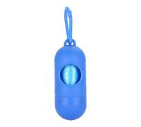 Fictory Distributeur de sacs à déjections canines, porte-capsules portable avec clip pour laisse pour chiens en promenade, 15 sacs inclus, couleur bleue