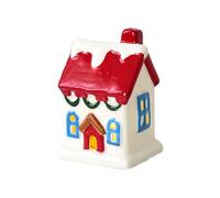 Fictory Ensemble de maison de village de Noël en céramique, décoration de table couleur macaron, chalet enneigé miniature pour cheminée de vacances, étagère et décoration d'intérieur festive