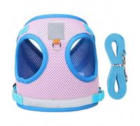 Fictory Ensemble harnais et laisse pour chien, gilet réfléchissant respirant pour chiens de petite et moyenne taille, taille M, rose