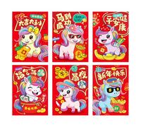 Fictory Enveloppes rouges de l'année du cheval 2026, jolis paquets d'argent porte-bonheur pour le Nouvel An lunaire, le Nouvel An chinois, poches rouges à offrir