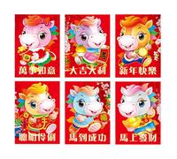 Fictory Enveloppes rouges de l'année du cheval 2026, motif cheval mignon de dessin animé Hongbao pour le Nouvel An lunaire, argent porte-bonheur, paquets rouges assortis pour le Nouvel An chinois