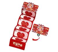 Fictory Enveloppes rouges porte-bonheur Snake Year - 6 emplacements pour cartes - Design pliable pour cadeaux d'argent, bénédictions traditionnelles du Nouvel An chinois - Enveloppes de célébration