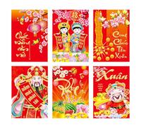 Fictory Enveloppes rouges vietnamiennes 2024 - Année du dragon - Paquets traditionnels Li Xi pour le Nouvel An lunaire, cadeaux de festival du Têt, enveloppes porte-bonheur avec motif du zodiaque