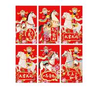 Fictory Enveloppes rouges « Year of the Horse » - Feuille d'or créative - Zodiaque chinois - Cadeaux pour le Nouvel An lunaire