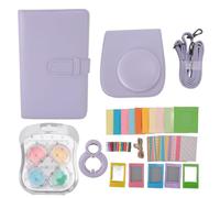 Fictory Étui instantané pour appareil photo Instax Mini12, sac en cuir PU avec cadres, album, sangle, miroir, filtres, autocollants, iris violet - Protégez et personnalisez votre appareil photo