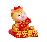 Fictory Figurine de cheval du zodiaque - Support de téléphone de bureau - Mascotte de richesse du Nouvel An chinois 2026 - Décoration de style Guochao pour la maison et le bureau