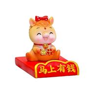 Fictory Figurine de cheval du zodiaque - Support de téléphone de bureau - Statue de cheval joyeux pour cadeaux du Nouvel An chinois, mascotte culturelle à collectionner pour la maison et le bureau