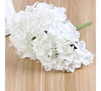Fictory Fleur d'hortensia artificielle en soie, arrangement floral blanc à 5 têtes, tige de 33 cm pour décoration de mariage, maison, fête