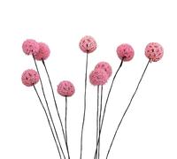 Fictory Fleurs artificielles séchées Billy Ball de 40 cm avec tiges flexibles de 60 cm, pour décoration de maison, jardin, mariage, bureau, blanc, rose, rouge, jaune, bleu