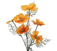 Fictory Fleurs de cosmos artificielles, 6 tiges de fleurs artificielles orange avec pétales en soie, tiges de 60 cm de long pour décoration d'intérieur, mariage, fête et événement