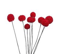 Fictory Fleurs séchées Billy Ball de 40 cm avec tiges pliables de 60 cm, fleurs séchées artificielles pour la maison, le jardin, le mariage, le bureau, la décoration en blanc, rose, rouge, jaune, bleu