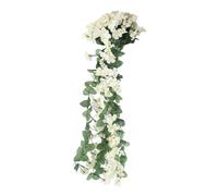 Fictory Glycine artificielle à suspendre, guirlande violette à 4 pétales pour décoration murale, fête de mariage, décoration d'intérieur, fleurs artificielles blanches