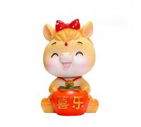 Fictory Happy Horse Figurine de bébé qui hoche la tête, ornement du zodiaque de l'année du cheval, mignon dessin animé poney décoration de bureau pour la chance et la joie