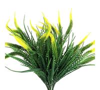 Fictory Herbe artificielle à 5 branches, 47 cm de verdure réaliste en plastique, tiges décoratives pour intérieur ou extérieur, maison, mariage, bureau