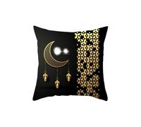 Fictory Housse de coussin avec fermeture éclair dissimulée pour canapé, lit, motif lune dorée, 45,7 x 45,7 cm, motif étoile céleste bohème