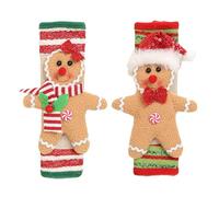 Fictory Housse de poignée de réfrigérateur en forme de bonhomme en pain d'épices, décoration de cuisine de Noël, protection créative de poignée de réfrigérateur, décoration de maison de vacances pour