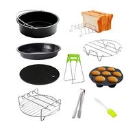 Fictory Kit d'accessoires pour friteuse à air comprimé de 10 pièces, compatible avec 3,2 l à 5,8 l, améliore la polyvalence de la cuisine, comprend une plaque de cuisson, une plaque à pizza, un