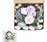 Fictory Kit de bricolage de Pâques avec œufs décoratifs, poupées, fleurs artificielles et couronne Accessoires pour décorations de fête de vacances