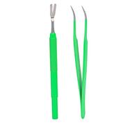 Fictory Kit de retrait de tiques pour chiens en acier inoxydable professionnel pour chats et personnes, 2 pièces, vert