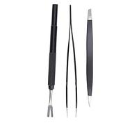 Fictory Kit d'outils professionnel pour enlever les tiques en acier inoxydable pour chiens, chats et humains, 3 pièces, noir