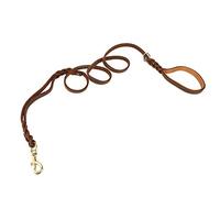 Fictory Laisse de dressage en cuir robuste à double extrémité pour chiens de grande et moyenne taille 1,83 m Marron