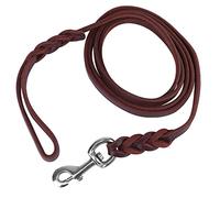 Fictory Laisse pour chien en cuir véritable tressé pour chiens de taille moyenne 2,1 m Laisse d'entraînement et de marche robuste avec fermoir sécurisé pour un contrôle fiable, couleur marron foncé