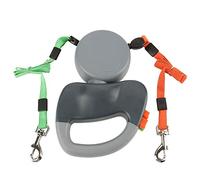 Fictory Laisse rétractable double avec freins indépendants pour deux chiens Gris