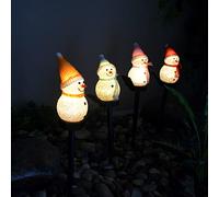 Fictory Lampe solaire rose en forme de bonhomme de neige, décoration de Noël extérieure, étanchéité IP55, marche/arrêt automatique, autonomie de 6 à 8 heures, pas de câblage nécessaire pour jardin