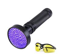 Fictory Lampe torche UV 100 LED Détecteur d'urine pour chien et chat avec lunettes de soleil UV Noir