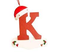 Fictory Lettres décoratives de Noël en bois, décoration de nom personnalisé avec chapeau de Père Noël, lettres de l'alphabet de A à Z pour bricolage d'arbre de vacances et décoration de la maison