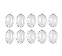 Fictory Lot de 10 boules décoratives transparentes en plastique creux en forme d'œuf pour fleurs préservées, bricolage, Pâques, Noël, vacances, fête, maison, jardin, tailles 6 cm, 8 cm, 10 cm