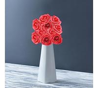 Fictory Lot de 10 bouquets de roses rouges artificielles en mousse PE avec pétales en soie pour centres de table de mariage, décoration d'intérieur et arrangements d'événements